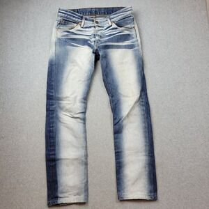 Levis 519 Jeans 32X32 Straight Leg Denim Blue White Fade Design 32X29 Unisex‎